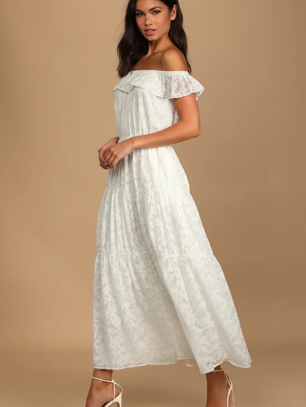 Lulus Twirl Of Your Dreams Off The Shoulder Maxi Dress
